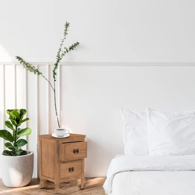 Royal sheesham bedside table with drawer and shelf - Image 5