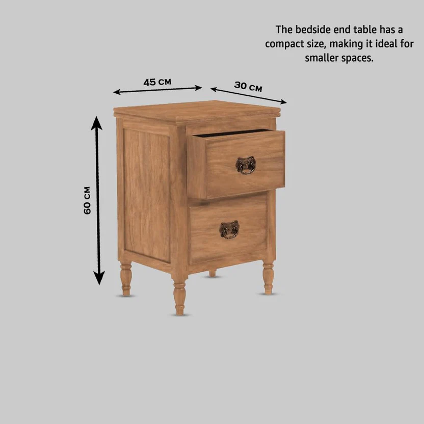 Royal sheesham bedside table with drawer and shelf - Image 7