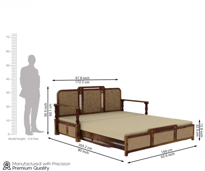 Royal sheesham affordable sofa cum bed with mattress - Image 13