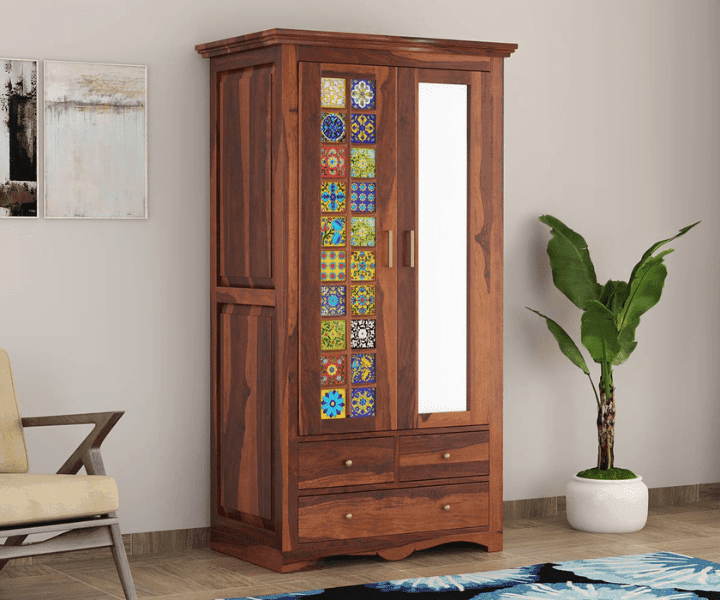 Compact Solid Wood 2 Door Wardrobe Royal Sheesham