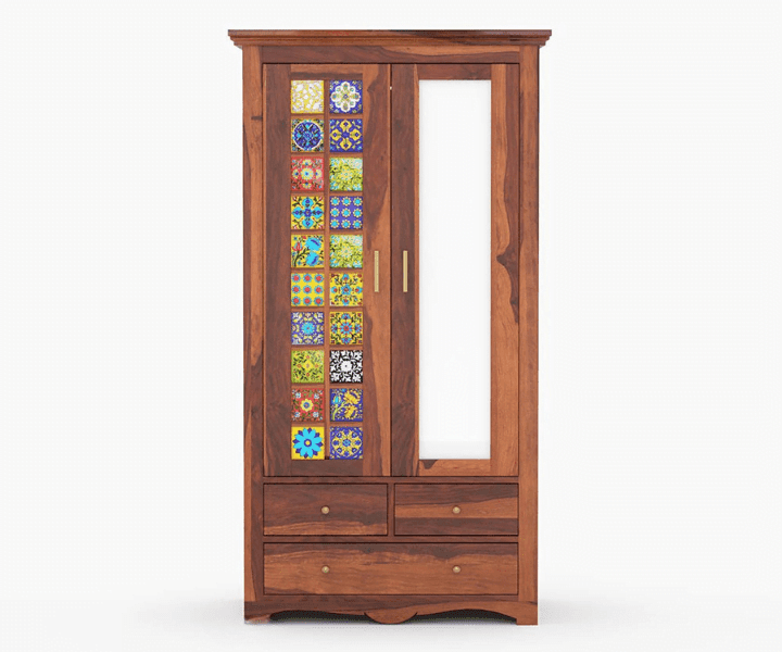 Compact Solid Wood 2 Door Wardrobe Royal Sheesham - Image 7