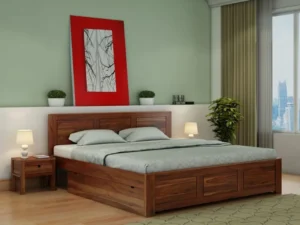 Contemporary Solid Sheesham Wood Bed Royal Sheesham for Bedroom
