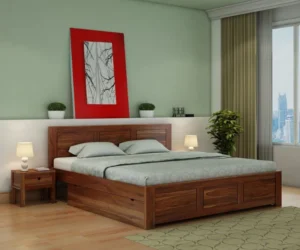 Contemporary Solid Sheesham Wood Bed Royal Sheesham for Bedroom