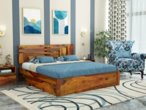 Designer Solid Sheesham Wood Bed Royal Sheesham for Modern Bedroom
