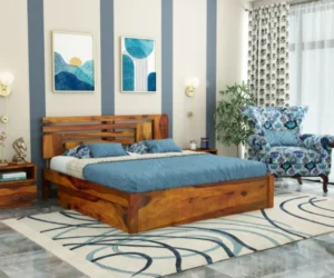 Designer Solid Sheesham Wood Bed Royal Sheesham for Modern Bedroom