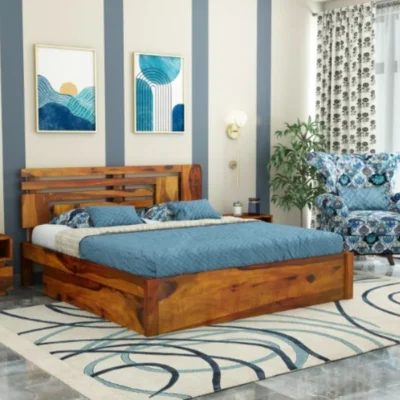 Designer Solid Sheesham Wood Bed Royal Sheesham for Modern Bedroom