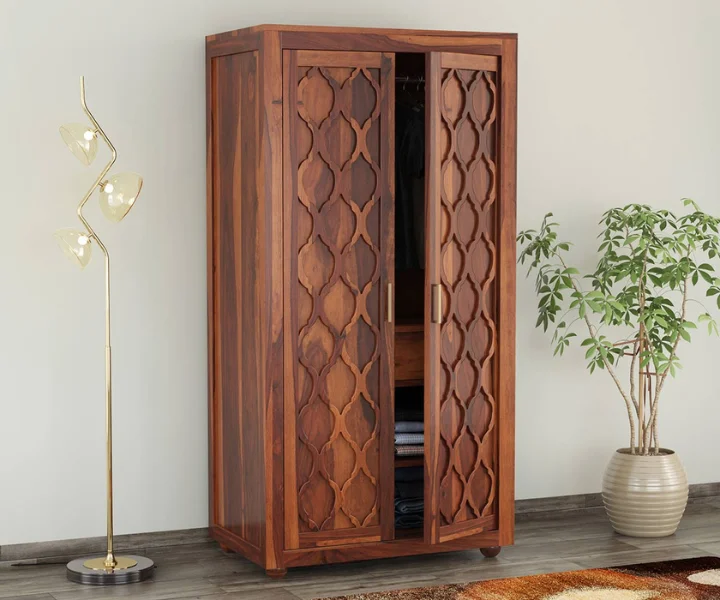 Elegant 2 Door Sheesham Wood Wardrobe Royal Sheesham
