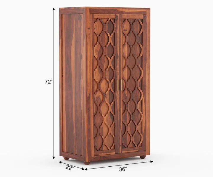 Elegant 2 Door Sheesham Wood Wardrobe Royal Sheesham - Image 4