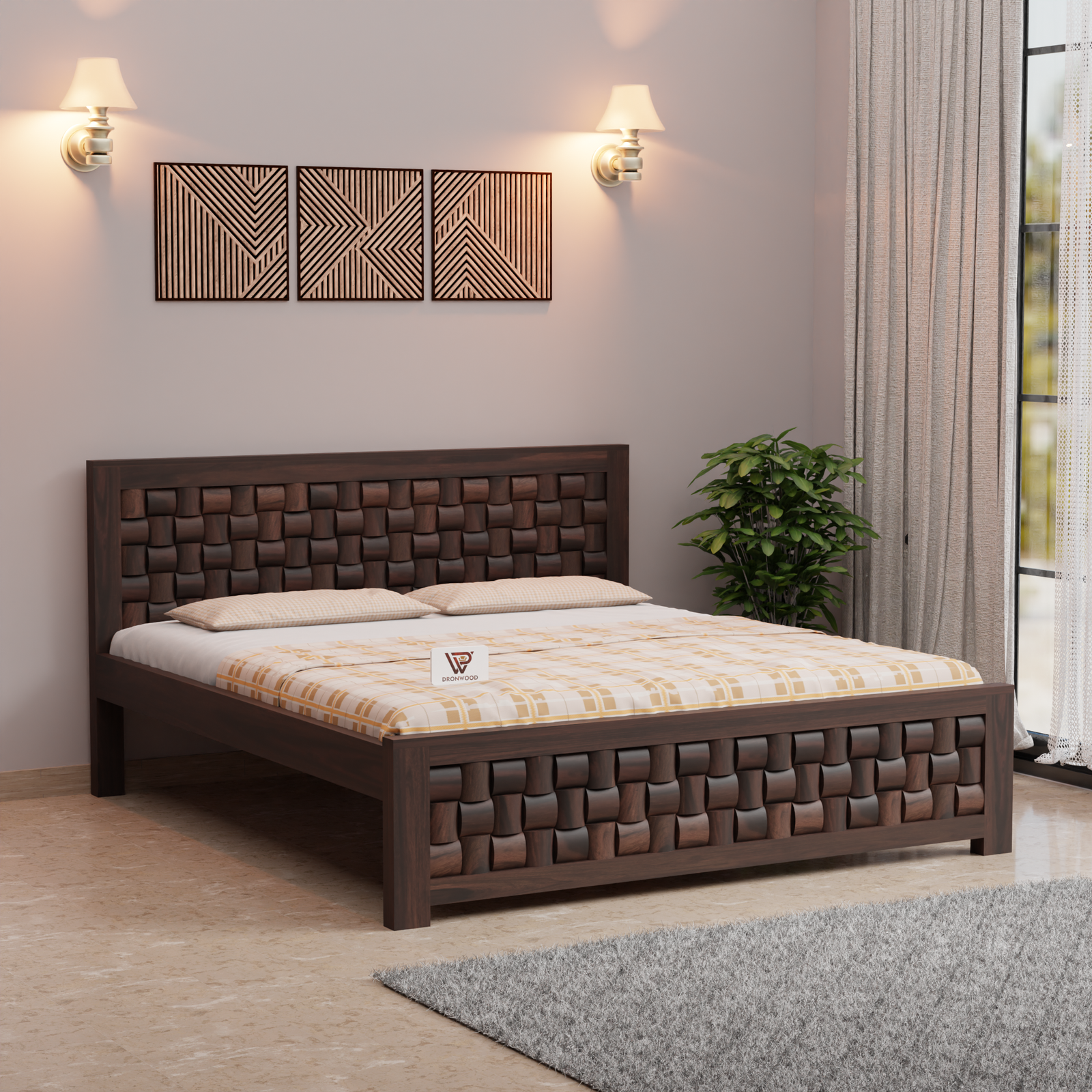 Premium Sheesham Wood Bed with Storage Drawers for Modern Bedroom