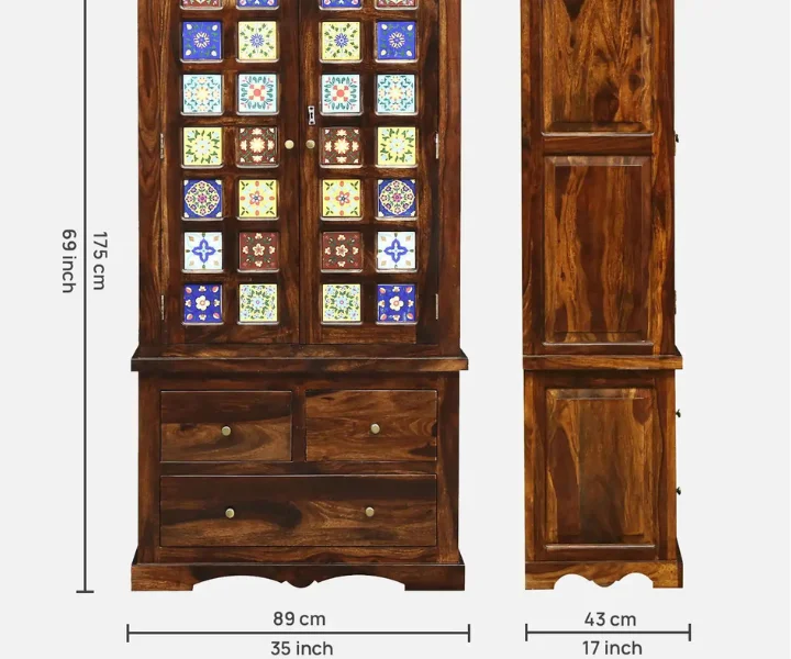 Handcrafted Sheesham Wood Wardrobe Royal Sheesham - Image 5