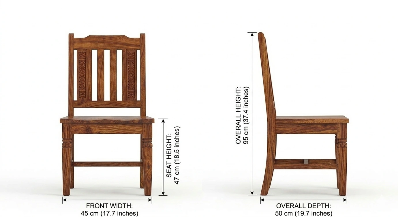 Luxury Handcrafted Sheesham Wood Chair Royal Sheesham(set of 2) - Image 3