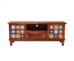 Modern Classic Sheesham Wood TV Cabinet with Open Shelves & Drawers - Image 5