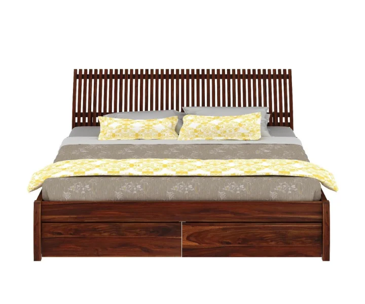 Premium Handmade Sheesham Wood Storage Bed for Modern Bedroom - Image 6