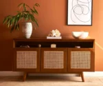 Solid Sheesham Wood TV Unit with Storage for Living Room