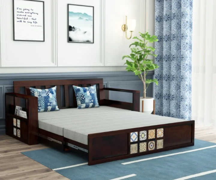Royal sheesham sofa cum bed emi option india - Image 3