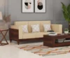 Royal Sheesham Elegant Solid Sheesham Wood Living Room 3 Seater Sofa with Cushion