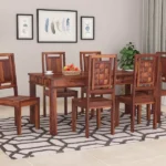 Elegant heritage style wooden 6 seater dining table with chairs