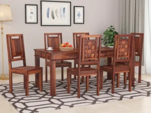 Elegant heritage style wooden 6 seater dining table with chairs