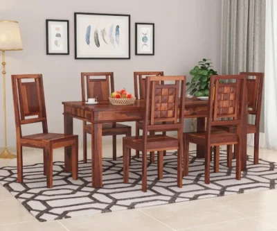 Elegant heritage style wooden 6 seater dining table with chairs