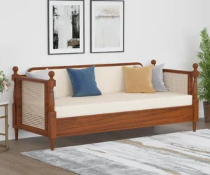 Royal Sheesham Modern Solid Sheesham Wood Sofa for Living Room with Cushion Seating