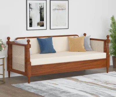 Royal Sheesham Modern Solid Sheesham Wood Sofa for Living Room with Cushion Seating