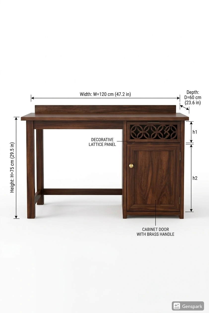 Royal Sheesham Premium Sheesham Wood Study Table - Image 6