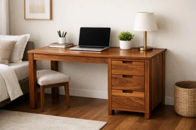 Royal Sheesham premium solid sheesham wood study table for home and office with spacious wooden workspace