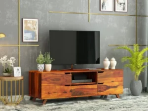 Modern Solid Sheesham Wood TV Console for Living Room