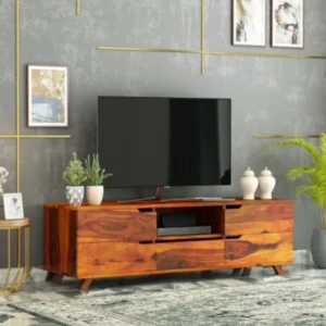 Modern Solid Sheesham Wood TV Console for Living Room