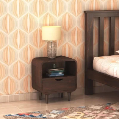 royal sheesham bedside table with charging station