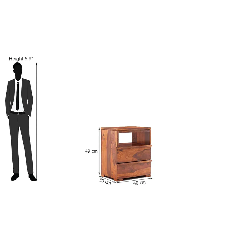 Royal sheesham bedside table with storage cabinet - Image 6