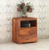 Royal Sheesham bedside table with storage cabinet made from solid sheesham wood for organized bedroom storage and modern home use
