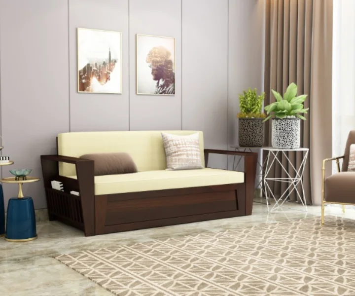 Royal sheesham budget sofa cum bed for small homes (2) Royal sheesham budget sofa bed for small homes - Image 1