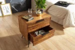 Royal Sheesham minimalist bedside table wooden design made from solid sheesham wood for modern bedroom use