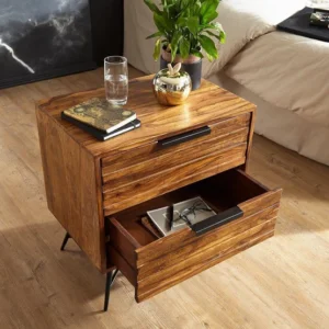 Royal Sheesham minimalist bedside table wooden design made from solid sheesham wood for modern bedroom use