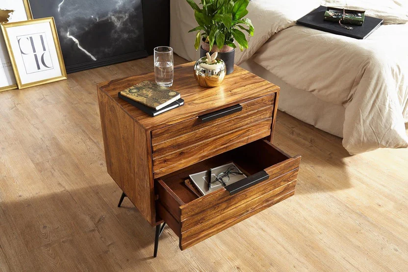 Royal sheesham minimalist bedside table wooden design
