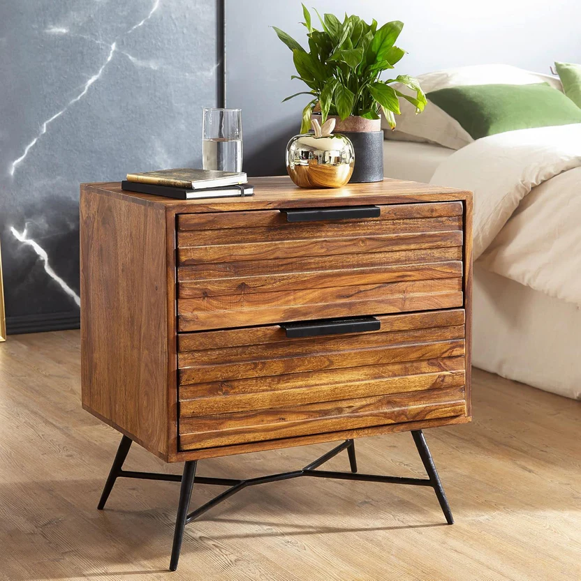 Royal sheesham minimalist bedside table wooden design - Image 9