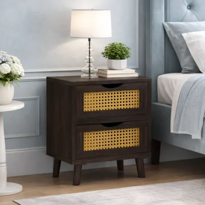 Royal Sheesham narrow bedside table made from solid sheesham wood ideal for small spaces and compact bedroom storage