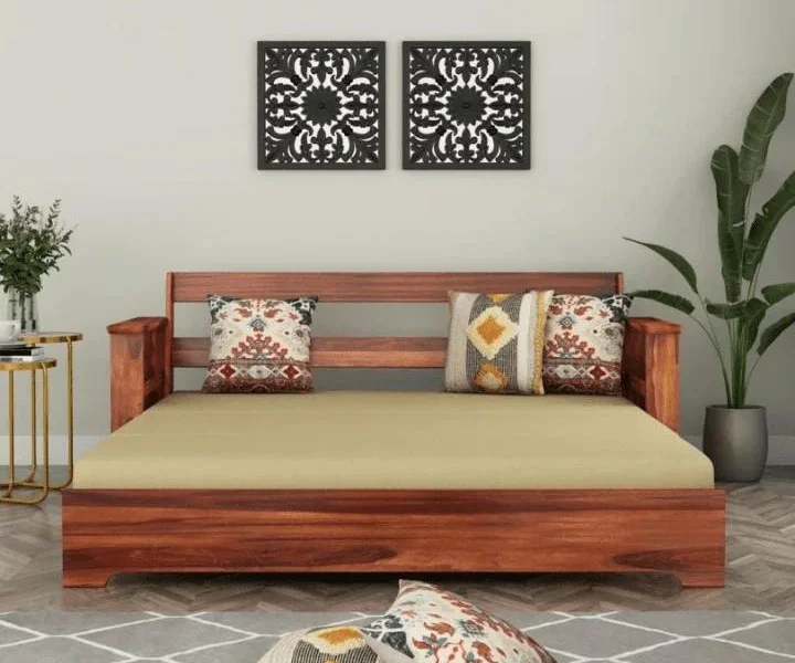 Sheesham-Wood-Sofa-Cum-Bed-With-Armrests-6 Royal sheesham buy sofa cum bed online india - Image 1