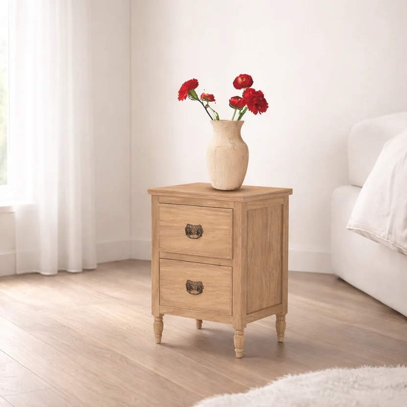 Royal sheesham bedside table with drawer and shelf - Image 3