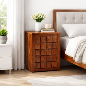 Royal Sheesham luxury wooden bedside table made from solid sheesham wood for premium bedroom décor in India