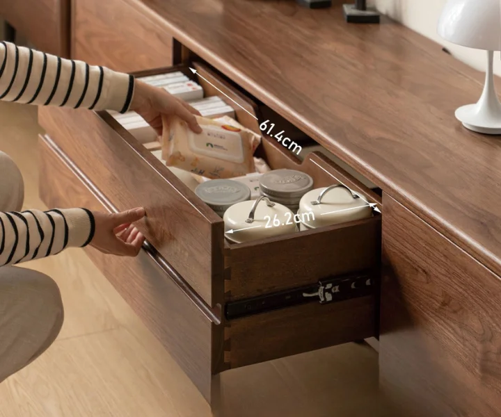 Traditional Solid Sheesham Wood TV Cabinet with Side Storage Units - Image 5