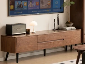 Royal Sheesham luxury Sheesham wood TV cabinet with storage shelves for living room