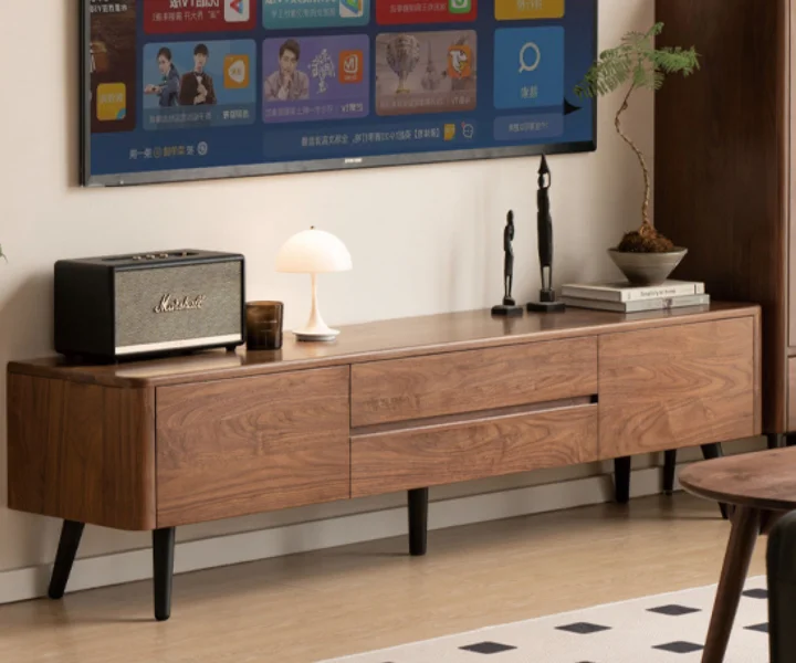 Royal Sheesham luxury Sheesham wood TV cabinet with storage shelves for living room