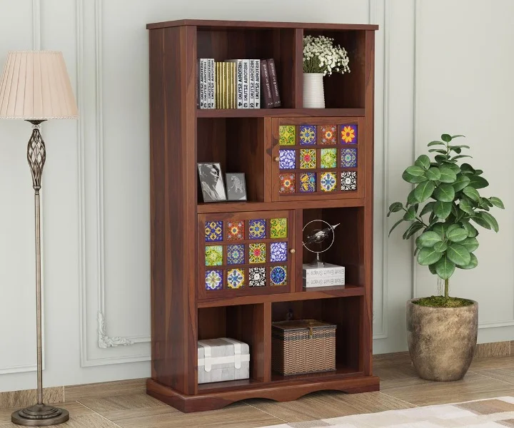 wooden bookshelf with drawers and shelves Royal Sheesham