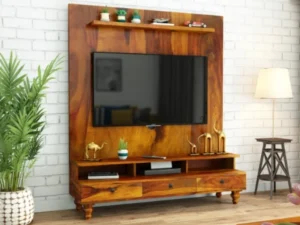 Premium Sheesham wood TV unit with storage for living room furniture