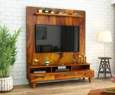 Premium Sheesham wood TV unit with storage for living room furniture