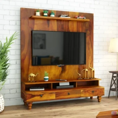 Premium Sheesham wood TV unit with storage for living room furniture