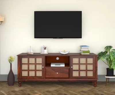 Royal Sheesham Sheesham Wood Wall Mounted TV Unit in Living Room