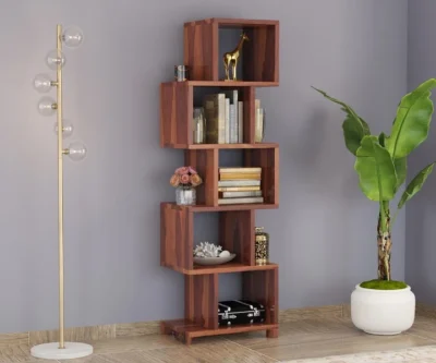 Modern solid Sheesham wood bookshelf by Royal Sheesham